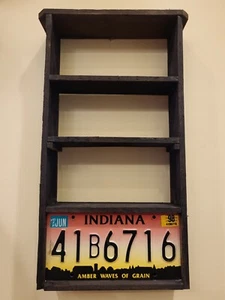 Indiana License PLATE Trinket Display Shelf Garage Industrial FOLK ART Man Cave - Picture 1 of 14