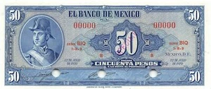 México  50  Pesos  22.7.1970  P 49sv Series  BIQ Specimen Uncirculated Banknote - Picture 1 of 2