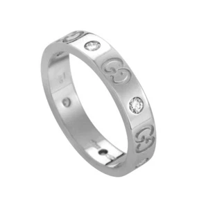 Gucci 18k White Gold Icon Italy Eternity Diamond Band Ring Size 6.25 $1995 - Picture 1 of 5