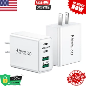 2 Pack 40W USB C Charger Block, 4-Port Fast Charging Adapter with Dual USB-C & U - Picture 1 of 7