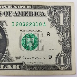 $1 Dual Date 2032 2010 Birthday MPLS One Dollar Bill Fancy Serial Number 2017 I - Picture 1 of 6
