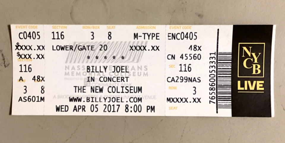 BILLY JOEL - 4/5/2017 - Nassau Coliseum - Uniondale, NY - Image 1 of 2