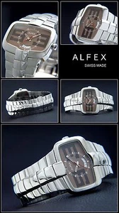 ALFEX Montre Fabriqué en Suisse Extravagant 5522 Plum Design Massif Inox Date - Picture 1 of 2