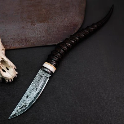 Gift-Ready 14.2" Damascus / Steel Knife Full Tang Hunt it Hunt + Leather Sheath - Image 1 of 4