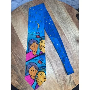 The Beatles "Do You Want To Know A Secret" Bold Blue Colorful Necktie 100% Silk - Picture 1 of 4
