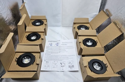Paquete de 6 Downlight LED Empotrado Cardán 3" 5 CCT 8W Regulable Borde Negro Foto 1 de 4