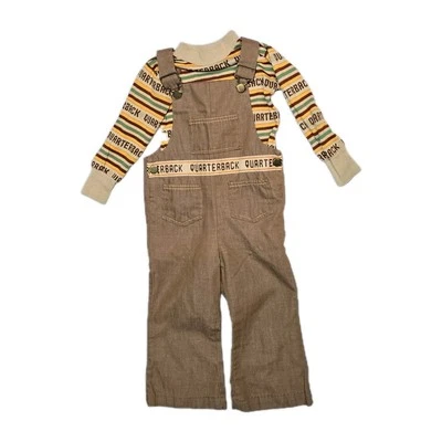 Vintage  Health-tex Boys Overalls Shirt Set 3 T Quaterbqck Brown - Image 1 of 4