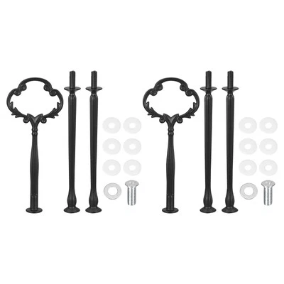 2 Set 3-Tier Cupcake Stand Hardware Fitting for Cake Stand, Flower Black - Image 1 of 4