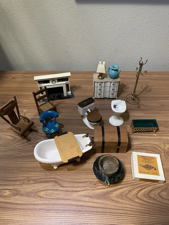 老式17 Peice批量娃娃屋家具日本制造理想 — 第 1/4 张图片