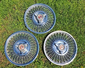 Set 3 Ford Falcon 13" Wire Spoke Spinner Hubcaps Wheel Covers 1964 1965 1966 - Picture 1 of 5