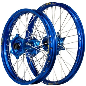 KTM 525 EXC-F 2003-2007 Envy/Excel Wheelset Wheels Pair 21/18 Blue Rims Blue Hub - Picture 1 of 5