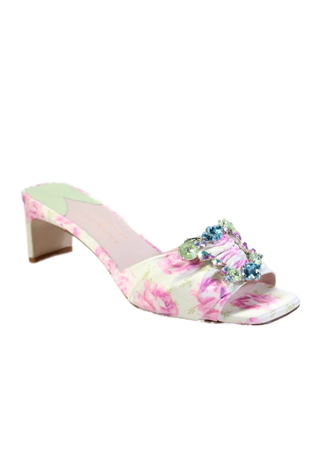 Sophia Webster X Love Shack 花式花卉懒人鞋高跟凉鞋白色 8 码 — 第 1/4 张图片