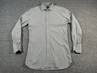 Camisa Tom Ford Para Hombre 40 15 3/4 Gris Blanco Cuadros Cuadros Lujosa Elegancia Foto 1 de 4