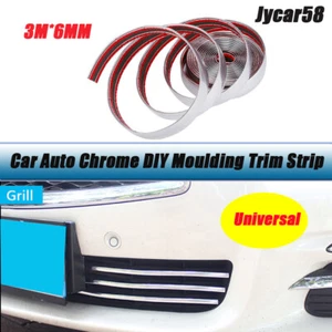 Chrome Moulding Trim Strip For Grille Window Door Bumper SUVs Exterior 3M 6MM - Picture 1 of 11