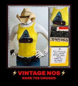 VTG 1978 JAWS glitter 70s Unused NOS sexy ROCKSTAR women ribbed tank top T-Shirt - Picture 1 of 24