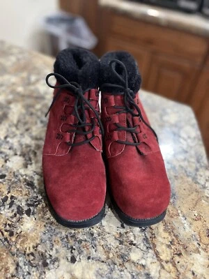 Mujer SPORTO Zapatos Aislados Botas Talla 9M Botas Rojo Gamuza Cuero Foto 1 de 4