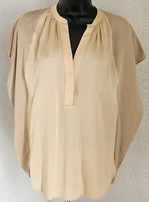 Camisa Top Blusa Vince Mujer Talla XS X Pequeña Manga Corta Cuello en V Seda Foto 1 de 4