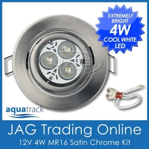 KIT 12V 4W LED MR16 WHITE DOWN LIGHT- GIMBAL SATIN CHROME HOUSING -House/Ceiling - Picture 1 of 4