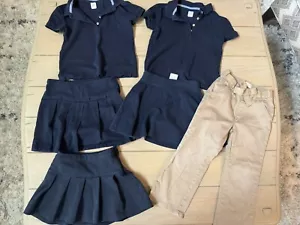 Lot of 6 Girls School Uniform Clothes, Tops, Pants, Skirts ~ Sizes 4T, 4/5. Navy - Picture 1 of 14