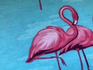 Vintage Fabric Cotton Flannel Pink Flamingo Blue 44” x 40” 439 - Picture 1 of 7