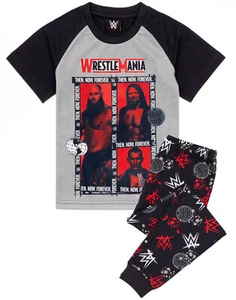WWE Grey Wrestlers Photographic Print Short Sleeve Long Leg Pyjama Set Boys - Picture 1 of 8