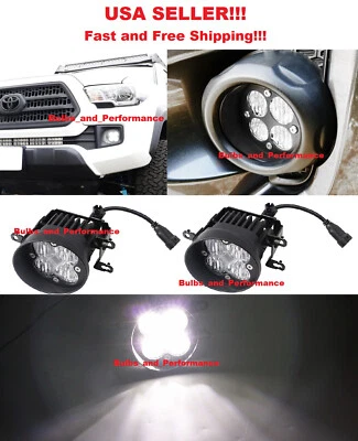 WHITE 6000K LED FOG LIGHTS w/ BRACKETS for TOYOTA TUNDRA TACOMA 4RUNNER 2010-23 - Image 1 of 4