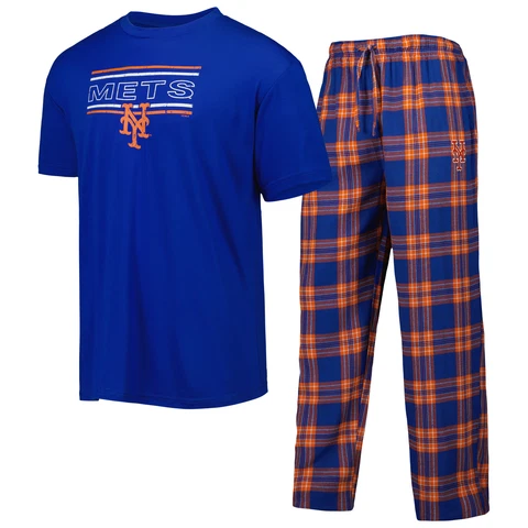 Men's Concepts Sport Royal/Orange New York Mets Badge T-Shirt & Pants Sleep Set Cover