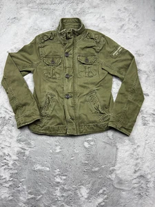 Abercrombie and Finch Jacket Youth Kids Medium Green Full Zip Canvas Military - Picture 1 of 6