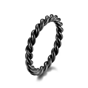 Men Women Stainless Steel Ring Band Wedding 3mm Braided Wire Rope Style Stacking - Picture 1 of 20