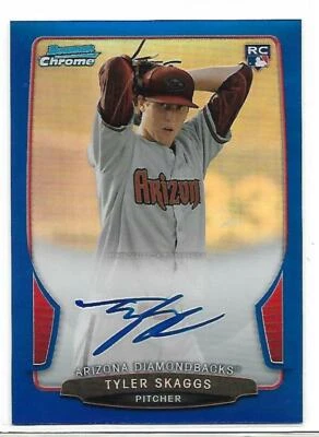 Autógrafo Bowman Chrome Rookie 2013 Tyler Skaggs refractor azul serie #/250 ACR-TS Foto 1 de 2