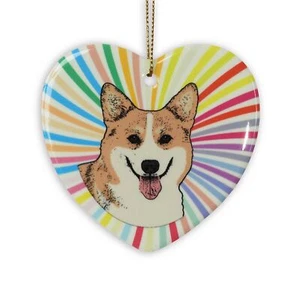 Corgi Heart Ornament - Ceramic Style 1 - Picture 1 of 1