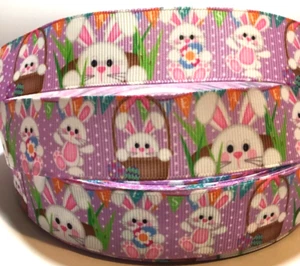 HAPPY EASTER Grosgrain Ribbon (25mm) width,for craft,hair,cake deco etc - Picture 1 of 2