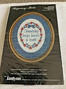 Kit de bordado de amistad de colección Janlynn 50-672 con marco y tapete 1986 nuevo en paquete Needlecraft - Imagen 1 de 3