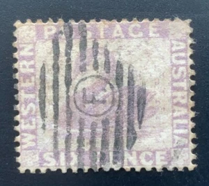 Western Australia - 1882 Swan 6d Lilac, P14 - Used (SG 80) - Picture 1 of 2