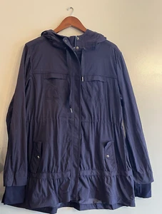 Lululemon Apres Practice Anorak Deep Indigo Blue Hooded Cinch Waist Size 10 - Picture 1 of 6