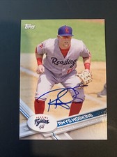 RHYS HOSKINS SIGNED 2017 TOPPS PRO DEBUT AUTOGRAPHED MINORS BASEBALL CARD 133
