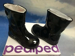 Pediped Flex Giselle Boot Black Patent Leather Size 25 / US Toddler Size 8.5 - Picture 1 of 4