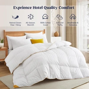 Puredown HOTEL Quality White Goose Down Comforter , King or Queen Bed Blanket - Picture 1 of 6