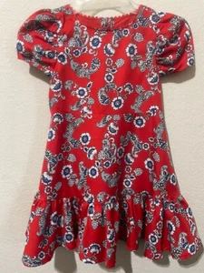 JANIE & JACK GIRLS 4  RED FLORAL PAISLEY RUFFLE DRESS  NEW - Picture 1 of 4