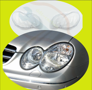 2Pcs For Mercedes W209 CLK 2004-09 LH&RH Side Headlight Lens Cover+Sealant Glue