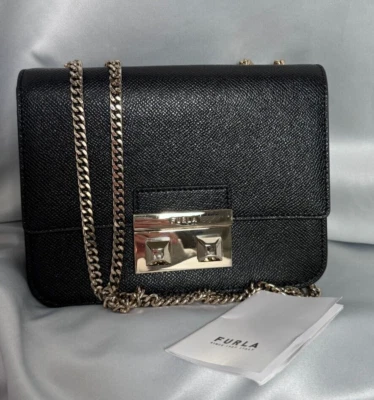 FURLA BELLA Mini Crossbody Genuine Leather Bag Color: NERO - Image 1 of 4