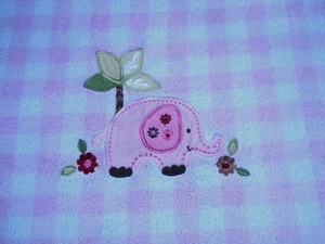Nojo Little Bedding Pink White Checked Gingham Fleece Infant Blanket Elephant - Picture 1 of 4