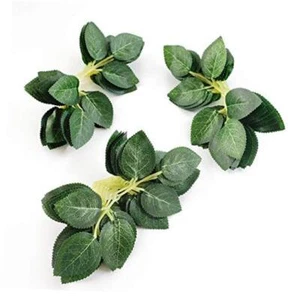 Artificial Green Leaves 35pcs Bulk Silk Greenery Fake Rose Flower Leaves for - Picture 1 of 3
