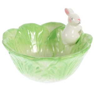Ceramic Bunny Cabbage Bowl Fruit Salad Bowl Easter Rabbit Food Snack Serving ... - Picture 1 of 9