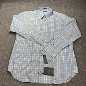 Peter Millar Shirt Mens Extra Large Blue Plaid Long Sleeve Cotton Collection NEW - Picture 1 of 19