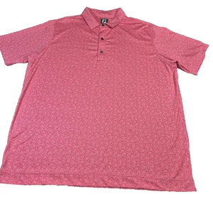 FootJoy Golf Polo Men’s 2X - Painted Floral Lisle Watermelon Pink - Picture 1 of 8