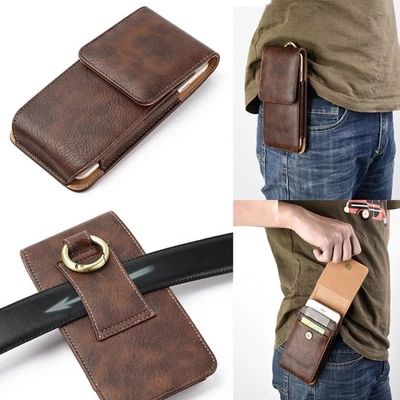 LUXMO Vertical Leather Wallet Case  Phone Pouch Belt Clip Holster Cover Large - Image 1 of 4