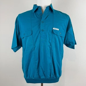 Vintage Members Only Men's Short Sleeve Button Down Shirt Turquoise Size Medium - Picture 1 of 22