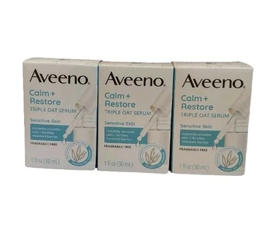 Lot Of 3 Aveeno Calm + Restore Triple Oat Serum Sensitive Skin 1 Fl. Oz - Image 1 of 4