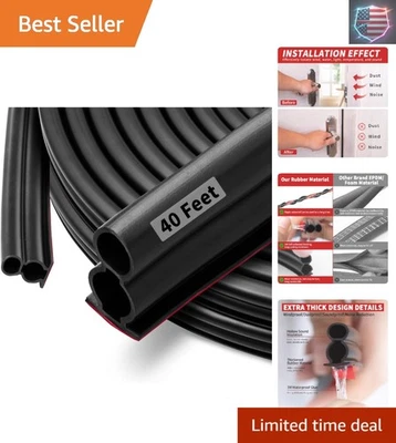 Tira de sellado de puerta de goma multifuncional de 40 pies para aislamiento y reducción de ruido Foto 1 de 4